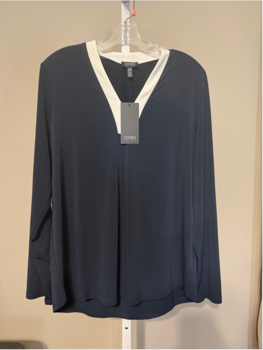 Women's Jones New York Navy & White Tunic Top XL